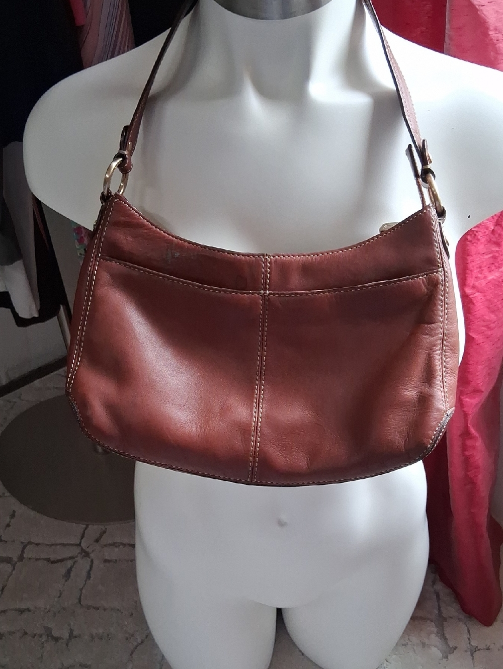 Liz Claiborne Chestnut Brown Leather Shoulder Bag